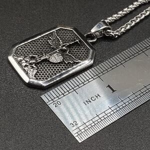 Archangel Saint Michael Necklace Stainless Patron Saint Christian Faith Gift NEW